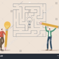 stock-vector-collaboration-and-teamwork-in-search-of-new-creative-ideas-thought-process-and-logic-as-key-to-2412028189